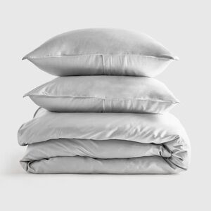 NWT QUINCE Bamboo Duvet Cover Set Full/Queen Light Grey 4414